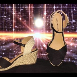 Lucky Brand Black and Cream Platform.